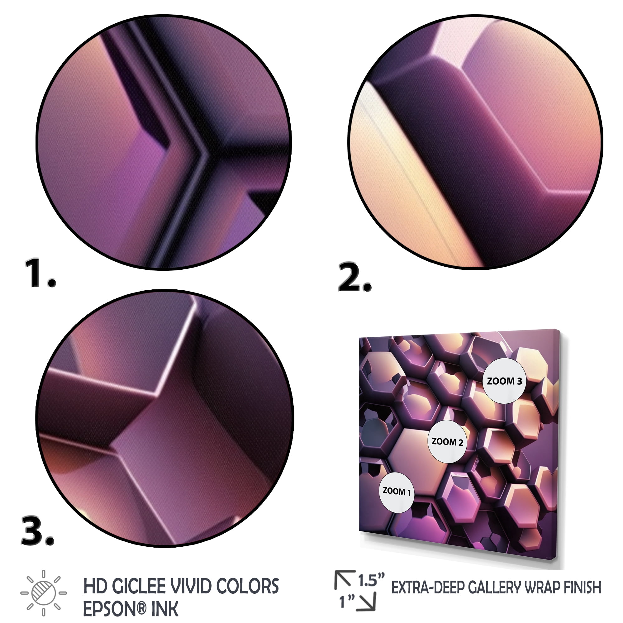 Designart Abstract Geomtric Purple II Canvas Wall Art