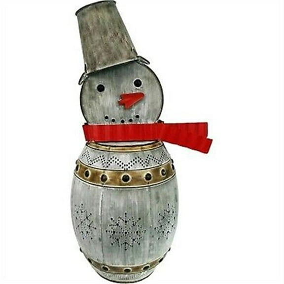 32 in. Good Tidings L Snowman Metal Barrel