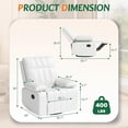 thumbnail image 4 of LAZZO Recliner Chair with Adjustable Armrests, Upholstered Swivel Rocking Chair for Nursery and Living Room, White-Straight Line Tufting, 4 of 8