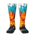 thumbnail image 1 of JUNZAN Colorful Paint Print Pattern Fun Novelty Knee Warmer High Socks, 1 of 6