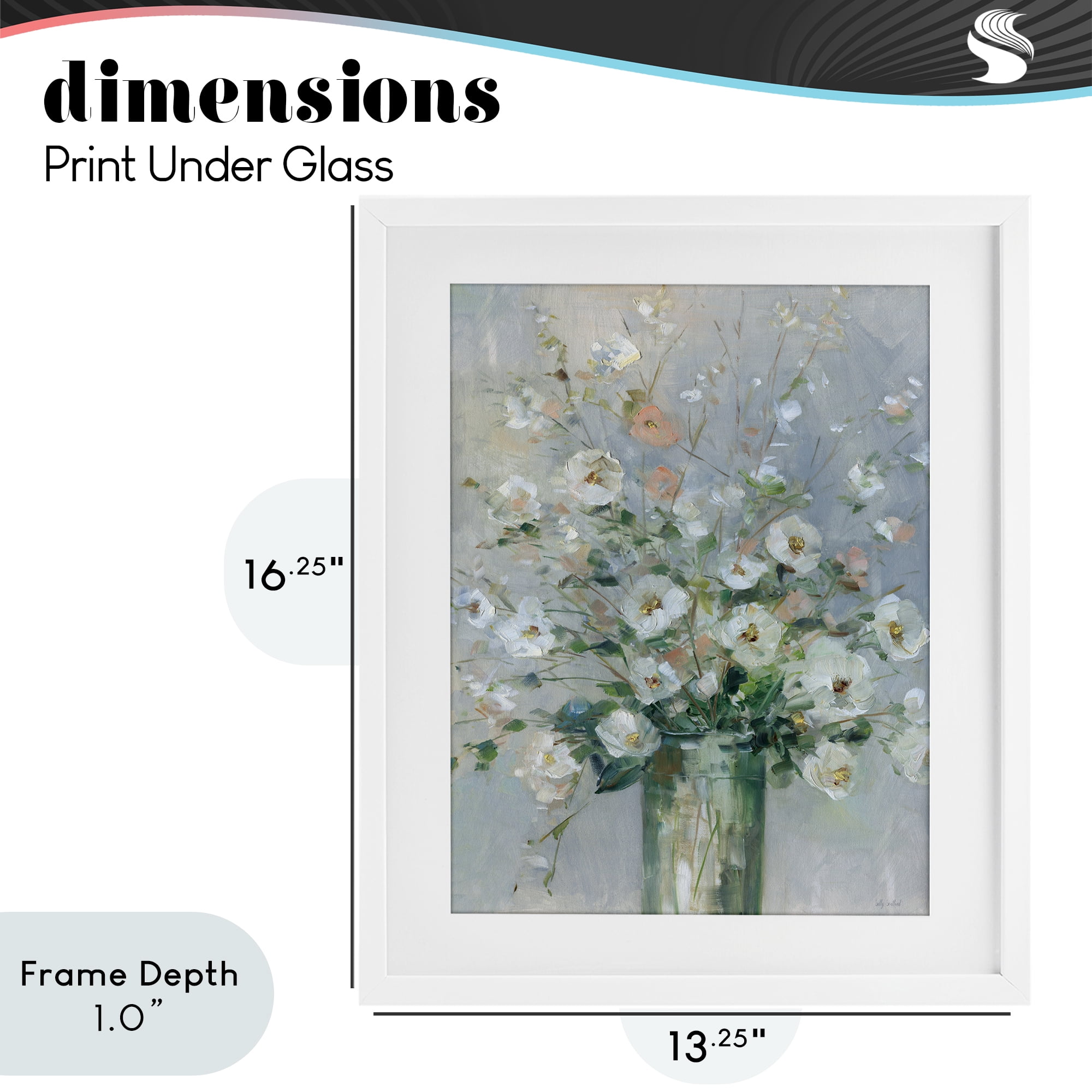Stupell Industries Delicate White Blossoms Impression White Framed Print Under Glass, design by Sally Swatland
