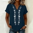 thumbnail image 7 of cocolona Womens Summer Linen V Neck Tops Short Sleeve Embroidery Shirts Trendy Casual Loose Blouses, 7 of 7