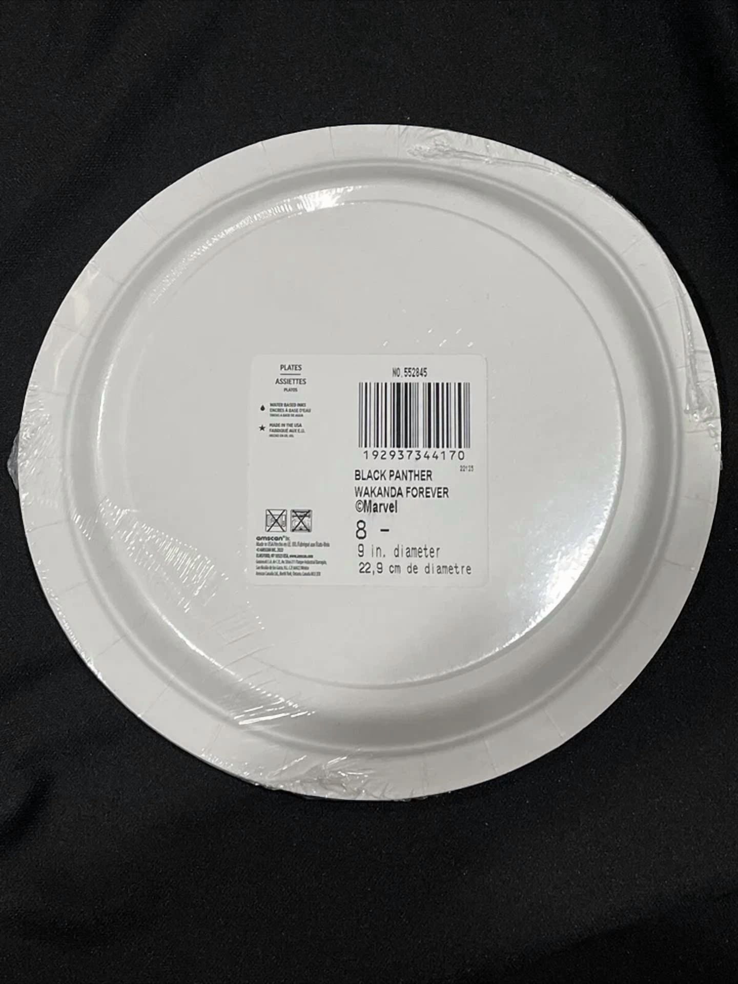 Black Panther 'Wakanda Forever' Large Paper Plates (8)~ Birthday Party Dinner