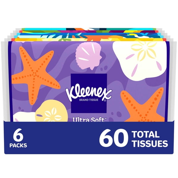 Kleenex Slim Wallet Facial Tissues, 6 Slim Wallet Packs, 10 Tissues per Pack, 3-Ply