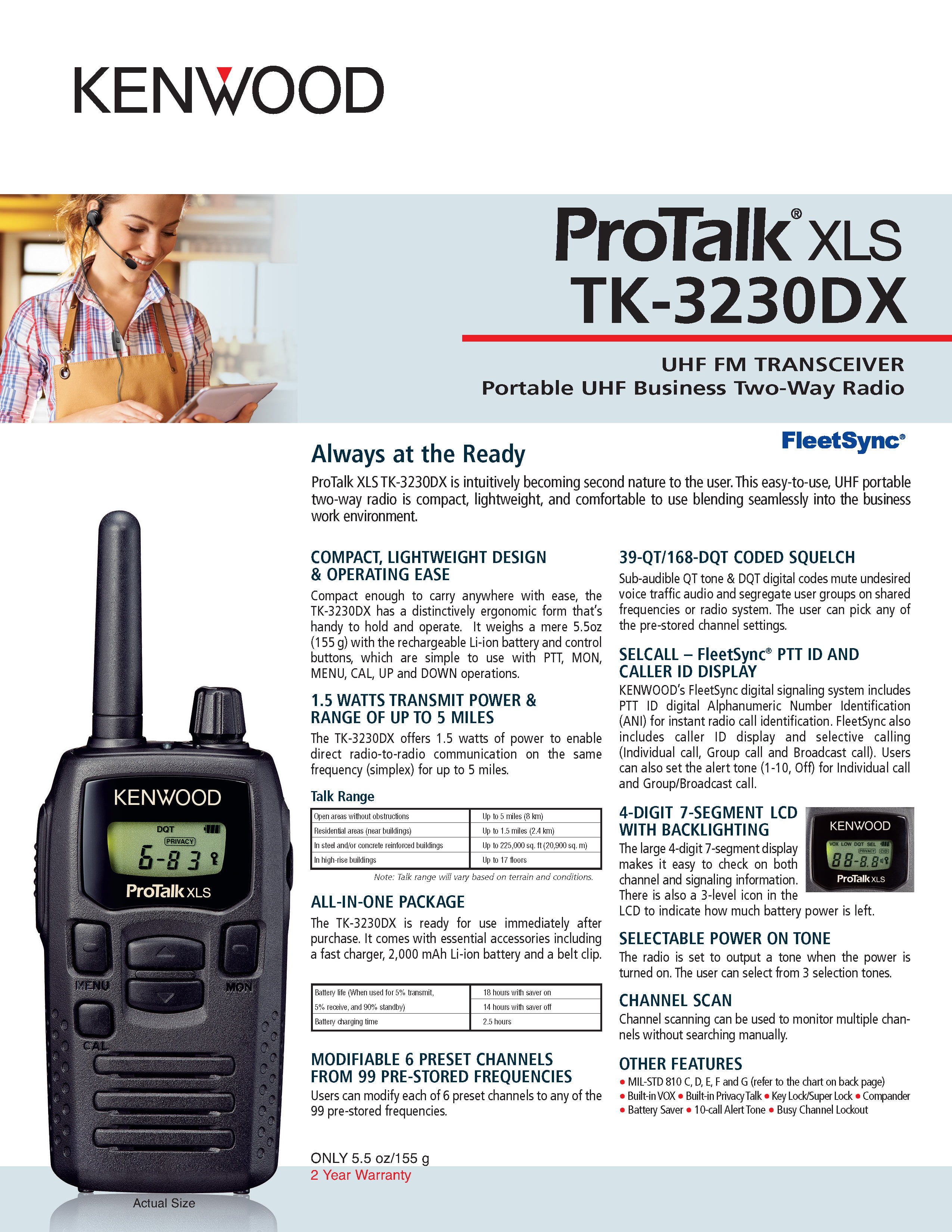 Kenwood TK-3230DX Protalk TK-3230DX 2-way Business