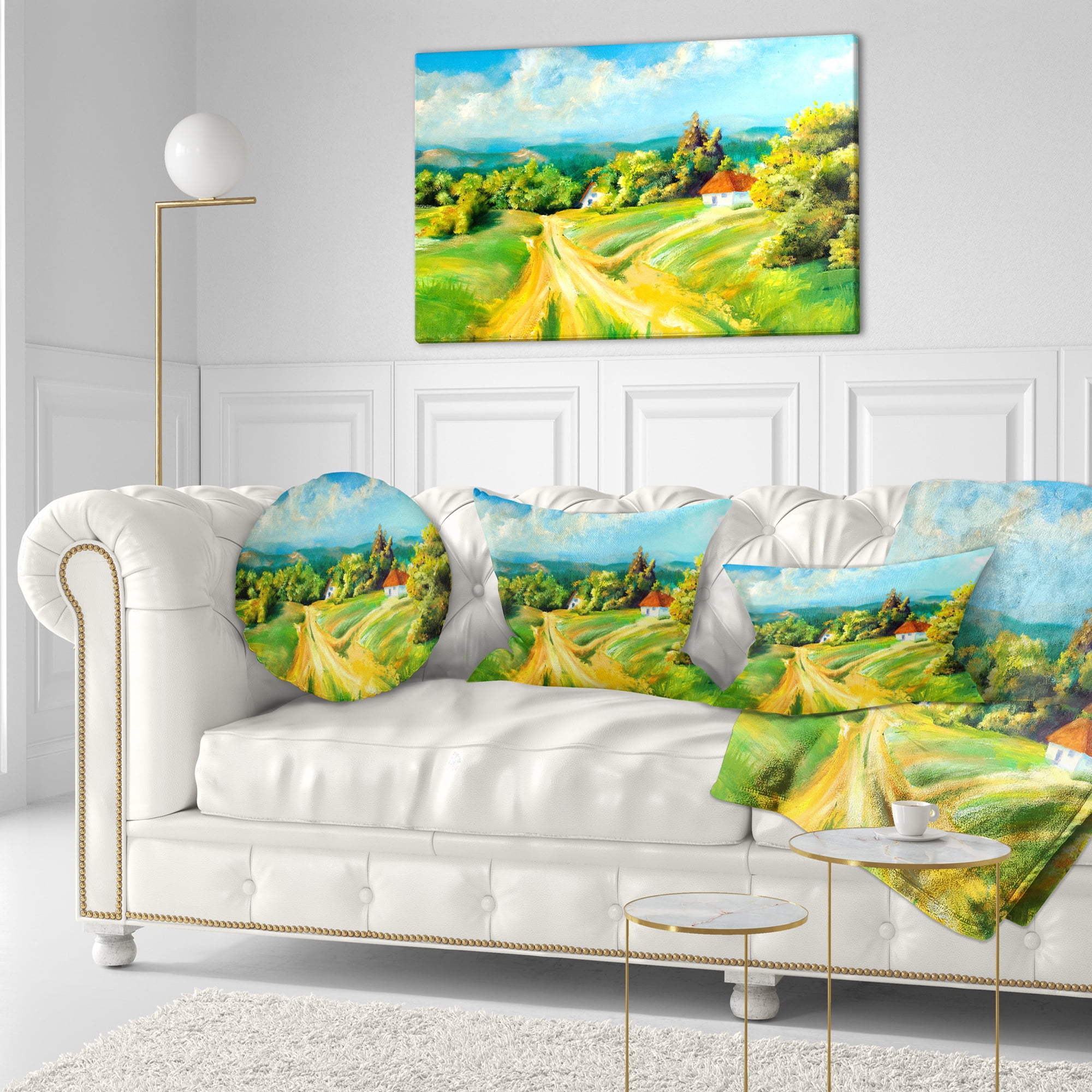 Designart Color of Summer - Landscape Printed Throw Pillow - 12x20