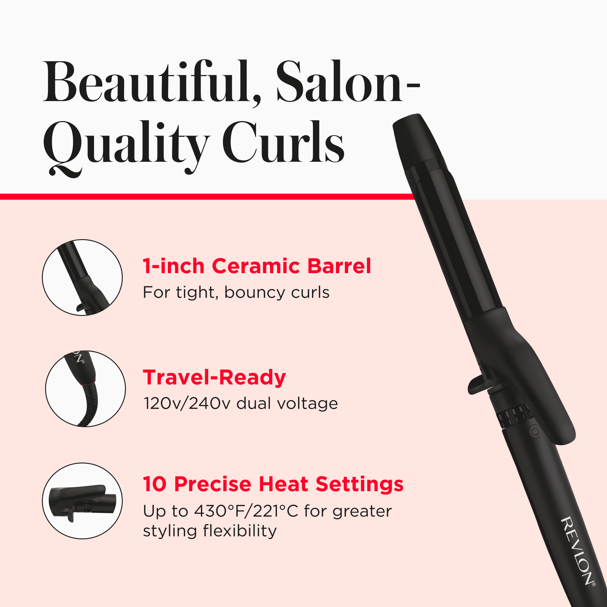 Revlon SmoothStay 1" Coconut Oil-Infused Curling Iron, Black