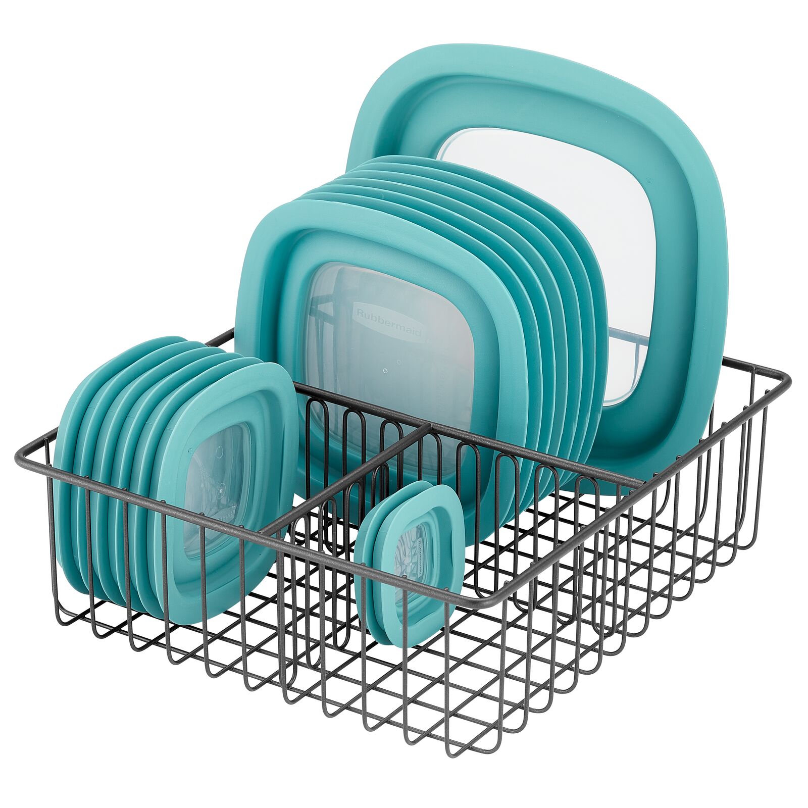 mDesign Metal Kitchen Food Storage Container Lid Holder,