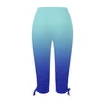 thumbnail image 4 of SMihono Clearance Printed Cropped Capri Pants Womens Plus Skinny Slim Fit Female Casual Outwear Womens Summer Drawstring for Women Tops Blue M, 4 of 5