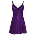 thumbnail image 2 of Orqqct Women Sexy Satin Silk Bowknot Side Slit Sleepwear Slip Lingerie Dress, 2 of 4
