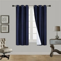 (SSS) 2-PC Navy Blue Solid Blackout Room Darkening Panel Curtain Set, Two (2) Window Treatments of 37" Wide x 63" Length Each Panel