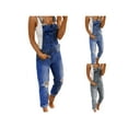 thumbnail image 2 of Sunisery Women Denim Overalls Dungarees Strappy Romper Ladies Jumpsuit Cool Style Ripped Jeans Streetwear, 2 of 6