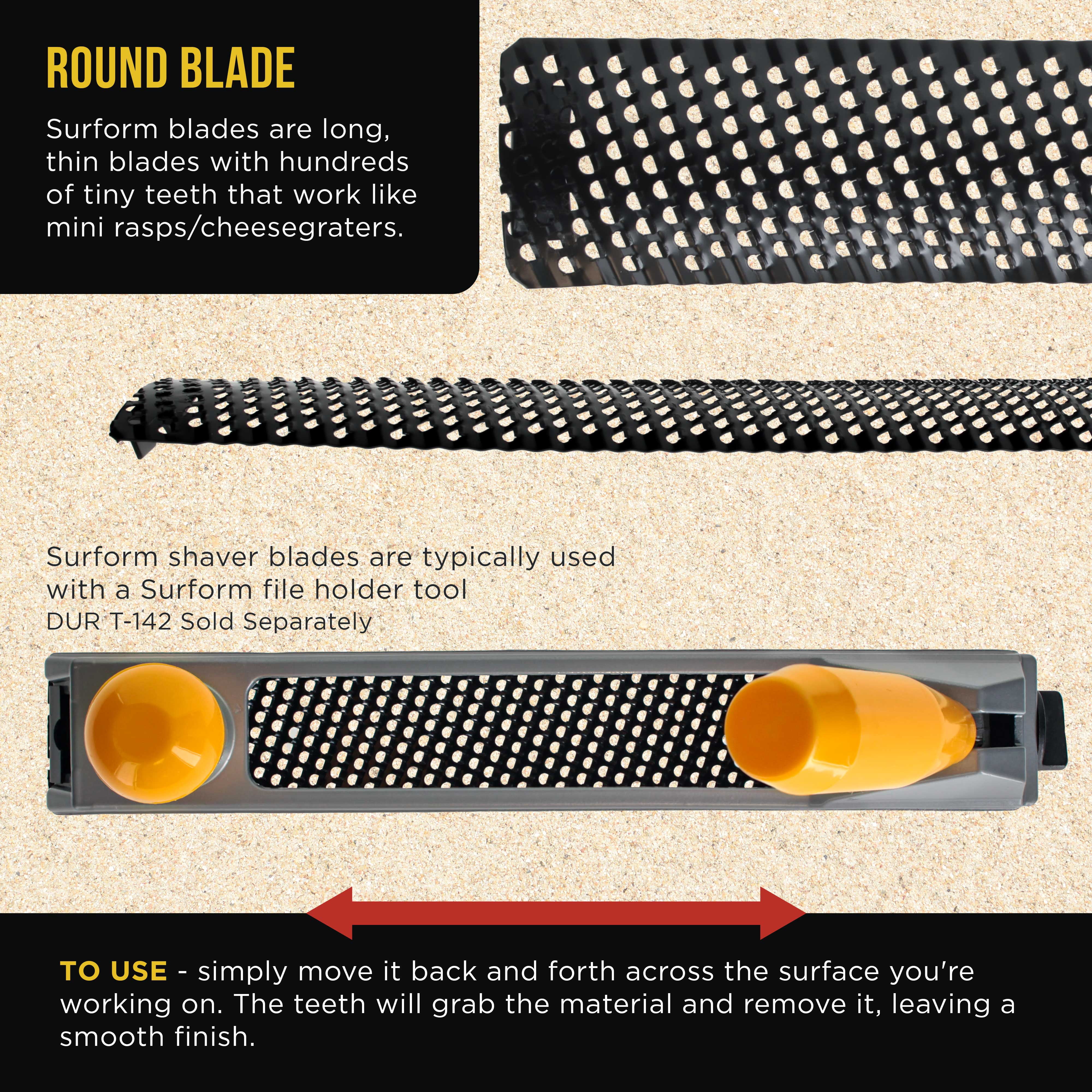 Dura-Gold 10" Half Round Standard Cut Replacement Blade, Pack of 6 - Steel Shaver Cheesegrater Rasp for Auto Body Filler, Dent Repairs, Wood Fiberglass - Shaping Curved Surfaces Hand Plane Scraper