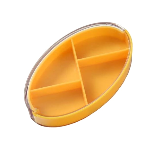 Pastillero portátil giratorio 4 celosías tableta dispensador sellado azúcar organizador contenedor monedero exterior interior accesorios amarillo Inevent HA028286-01