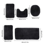 Outoloxit Bathroom Rugs Sets 3 Piece, Solid Color Bath Mats 5 Set Bathroom Rugs for 5 Pcs Toilet Mats Universal Soft Longhair Water Absorption Non-Slip Thick Machine Washable Easy to Dry Dark Color