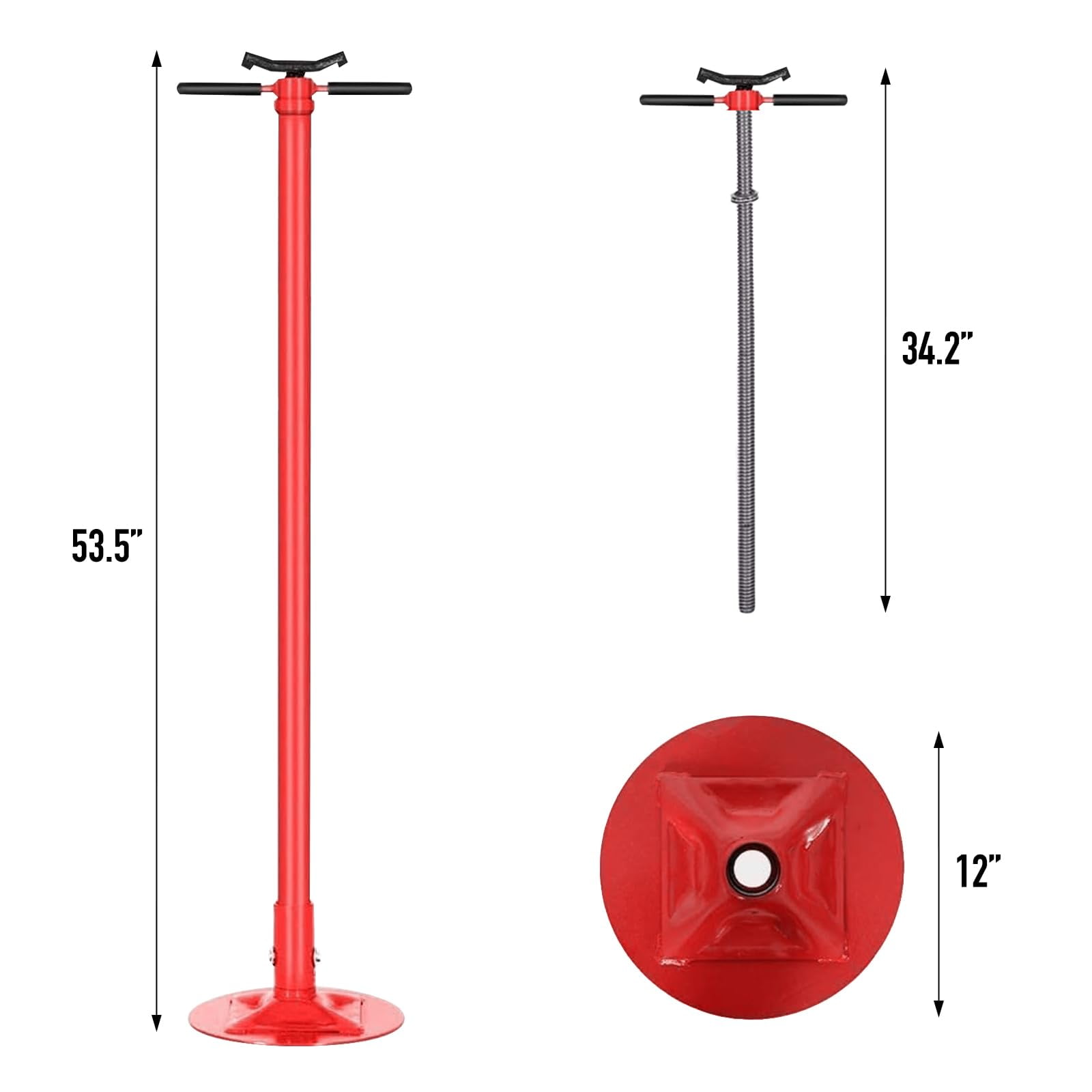 Underhoist Support Stand 1500lbs 0.75 Ton Capacity Pole Jack Heavy Duty Jack Stand Car Support Jack Lifting from 52inch to 75inch Easy Adjustment Round Base Automotive Support