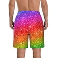 thumbnail image 3 of KLL Colorful Glitter Men's Casual Summer Beach Shorts Hawaiian Shorts with Pockets-Large, 3 of 5