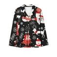 thumbnail image 3 of Lorytime Christmas Pajamas Set for Women Snowman Long Sleeved Collared Tops Elastic Waist Pants Festive Sleepwear, 3 of 4