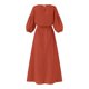 thumbnail image 4 of Gibobby Vestido Causal para Mujer de Verano Elegante vestido de cuello redondo de color sólido con cinturón cruzado de cintura alta(Rojo,G), 4 of 5