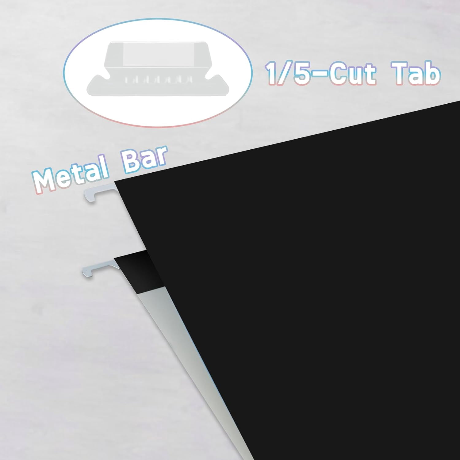 50 Packs Hanging File Folders Black,Letter Size 8.5x11,Hanging File Folders with 1/5-cut Tabs,File Folders for Filing Cabinet,Ideal Office, School Classroom Supplies