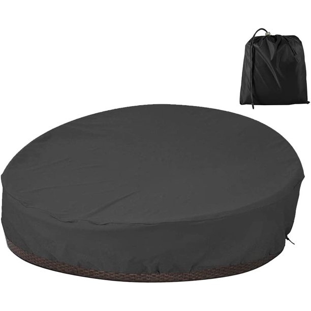 Funda para sofá cama redonda impermeable, resistente y duradera, funda para sofá cama Oxford 210D, protección contra rayos UV, lluvia y viento, funda para muebles de jardín (228 x 83 cm) (negro) oso de fresa Electrónica
