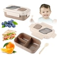 thumbnail image 3 of Bento Lunch Box Adult Stackable 3 Compartment Plastic Container Microwave Safe Leak Proof For Work And Study 21 cm x 13 cm x 8 cm, 3 of 6