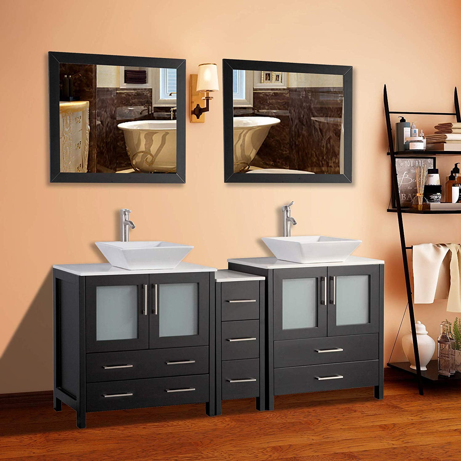 Vanity Art 72" Double Sink Bathroom Vanity Combo Set 7-Drawers, 2