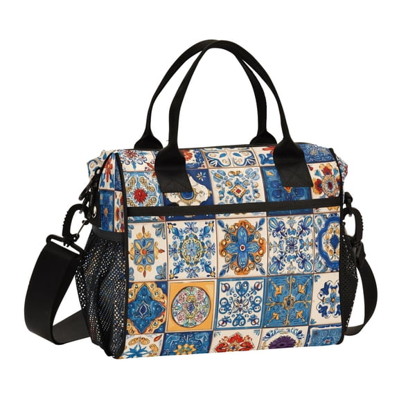 Large Insulated Lunch Bags for Women Men Leakproof Thermal Meal Lunch Tote Bag for Office Work Picnic Travel Various Brightly Colored Shapes 9L