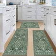 thumbnail image 2 of MeyJey Kitchen Rug Set 3 Piece, Non Slip Machine Washable Mats for Home Floor and Living Room，Dark Green, 2 of 14