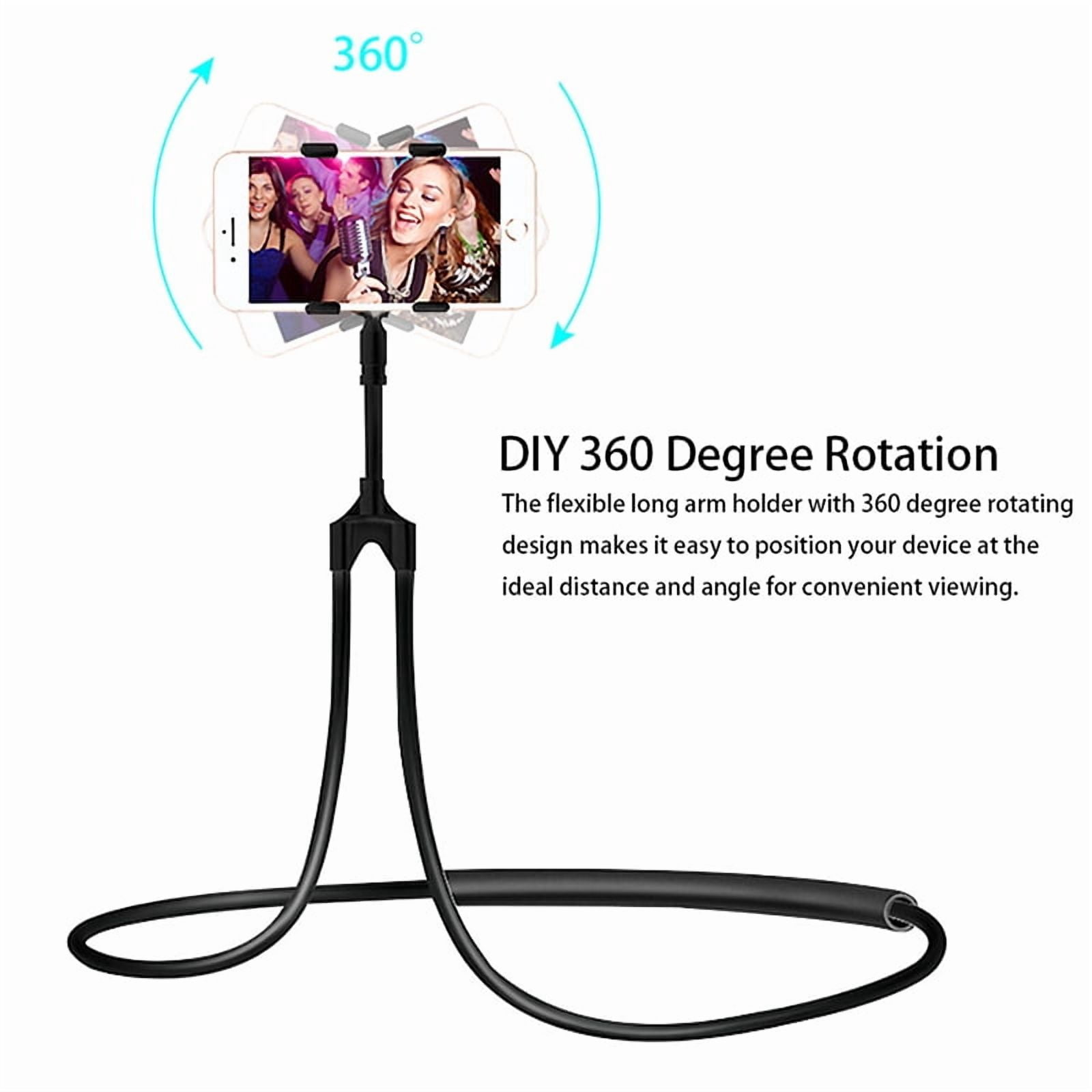 Phone Holder Lazy Neck for iPhone 15/16/Plus/Pro/Pro Max/16e - Stand Desktop Bed Mount Long Gooseneck Flexible For Car Bike Desk Bed