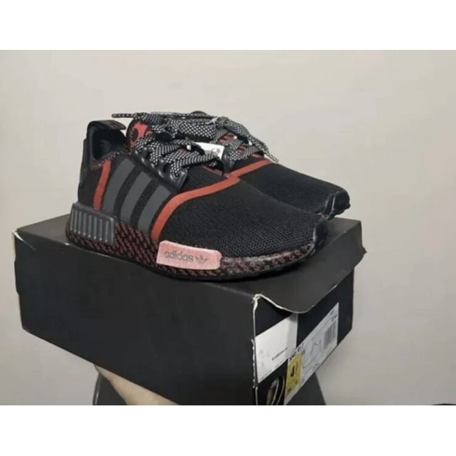 Ad-id-as Mens NMD R1 Shoes Size US 4.5 Black Red Gray Lace Up Boost Print Runner