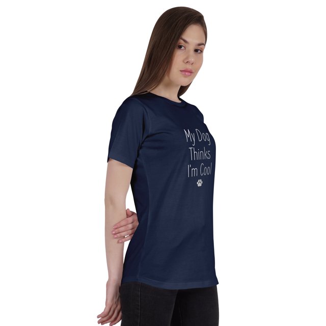 Inkmeso T-Shirt Femme Citation "Mon Chien Pense Que Je Suis Cool" avec Imprimé Graphique