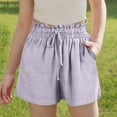 thumbnail image 2 of Ltctricy Girls' Shorts Casual Ruffle Elastic High Waisted Drawstring Wide Leg Shorts Summer Beach Shorts with Pockets 5-16 Y, 2 of 7
