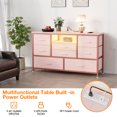 thumbnail image 3 of Jojoka Pink 47.4"L X 14.4"W X 29.7"H Wooden LED Light TV Stand with Drawers, 3 of 9