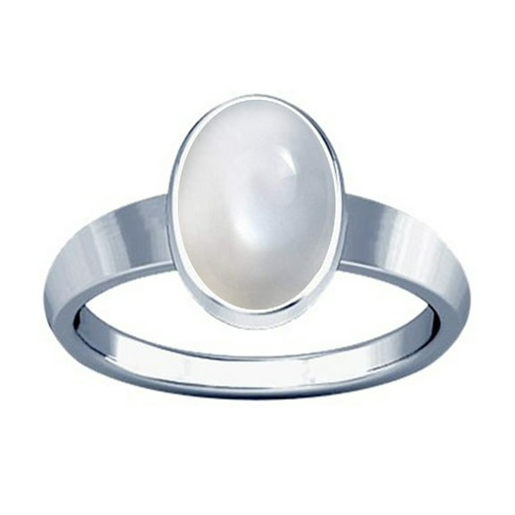 Divya Shakti 6.25-6.50 Carat Moonstone Plain Design Ring (Chandramani Silver Plain Design Ring)(3)
