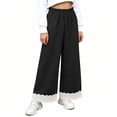 thumbnail image 2 of Agkizg Girls Wide Leg Pants with Lace Trims Lightweight Elastic Waist Bug Pants for Summer Outdoor, Sizes 5-6 Years, 2 of 5