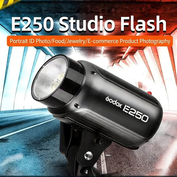 Godox E250 250W Studio Flash Lighting, 5600K Monolight with LED Digital Display, 0.3-2s Recycle Time, Compatible with FT-16 Trigger, Perfect for Portrait, Wedding & Still Life Photography