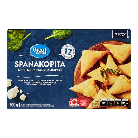 Spanakopita hors-d'œuvre Great Value 300 grammes