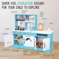 thumbnail image 4 of Lil' Jumbl Wooden Kitchen Playset with Lights & Sounds for Kids, Pretend Play with Washer, Dryer, Sink - Blue, 4 of 6