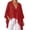 *Red, variant on VBVC Women's Cotton Linen V Neck Tie Front Tunic, Ladies' Loose Batwing Sleeve Blouse, Casual Asymmetrical Vacation Top For Women, Coffee , S-2XL