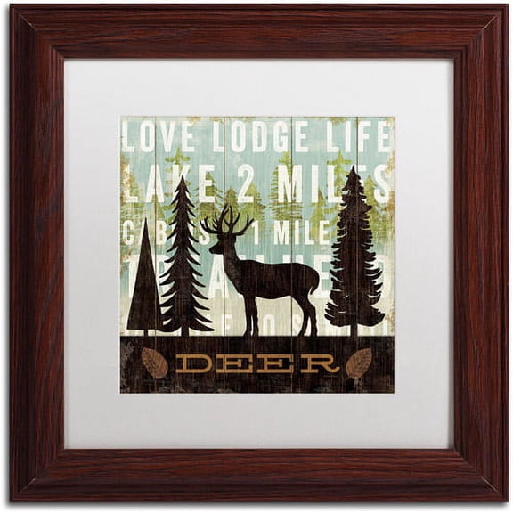Trademark Fine Art "Simple Living Deer" Canvas Art by Michael Mullan, White Matte, Wood Frame