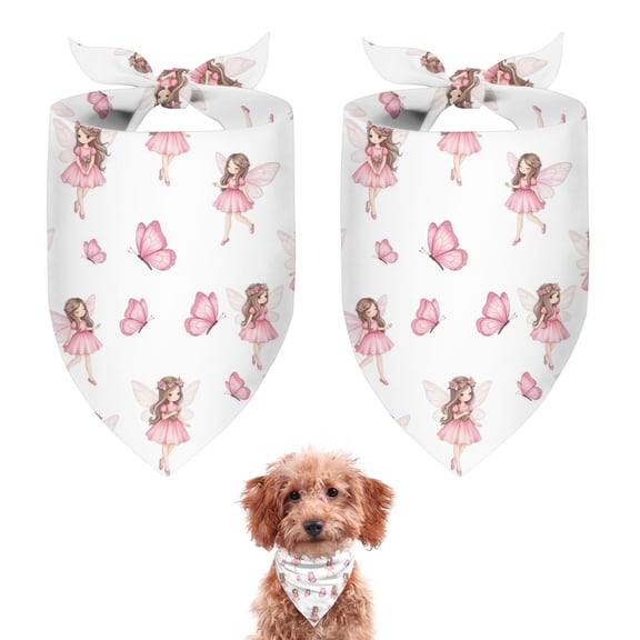 Dog Bandana 2 Pack,Fairy Princess Butterfly Pattern Bandanas for Dogs,Cat Bandana,Small/ Large Dog Bandana 2 Size,Dog Bandanas