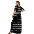 thumbnail image 4 of Asklazy Women's Short Sleeve Loose Plain Maxi Dresses Casual Long Dresses with Pockets,Mother's Day,XXL,F__Black_stripes, 4 of 11