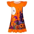 thumbnail image 4 of Uobin Girls Fall Winter Dress Halloween Thanksgiving Girl Dress Milk Silk Pumpkin Ghost Spider Cartoon Printed Dress Knee Length 3-10 Years, 4 of 4