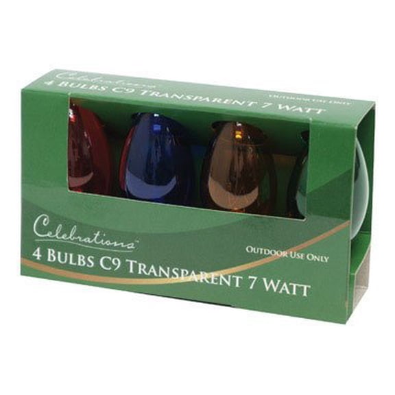 Celebrations UTRU2211 C9 Replacement Christmas Light Bulbs, 7 Watts