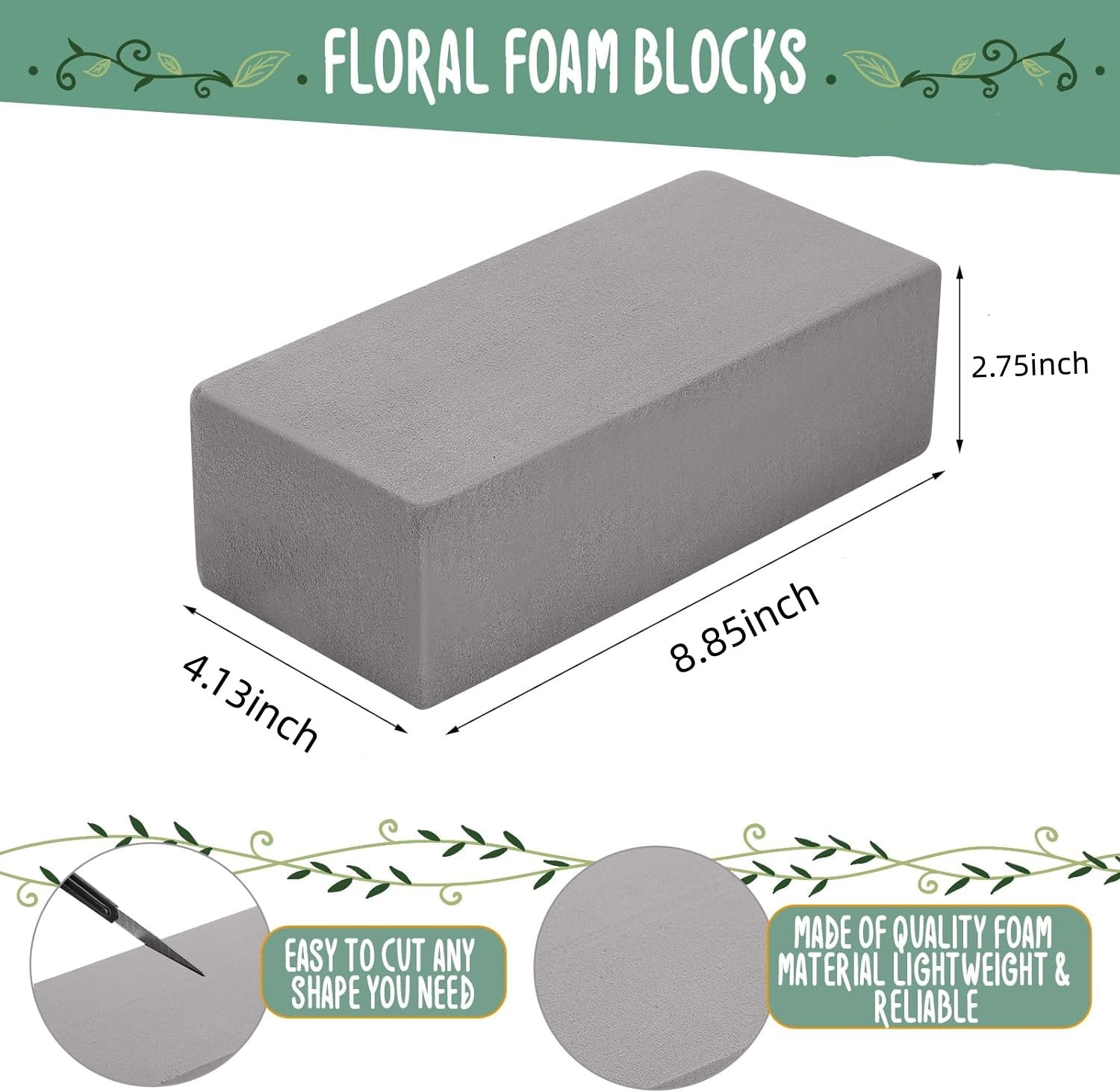 Flower Foam,4Pcs Dry Floral Foam for Artificial Flowers,Flower Sponge Foam for Flowers at Weddings & Funerals, Gray Florist Foam Blocks,Dry Floral Foam & flower arranging supplies