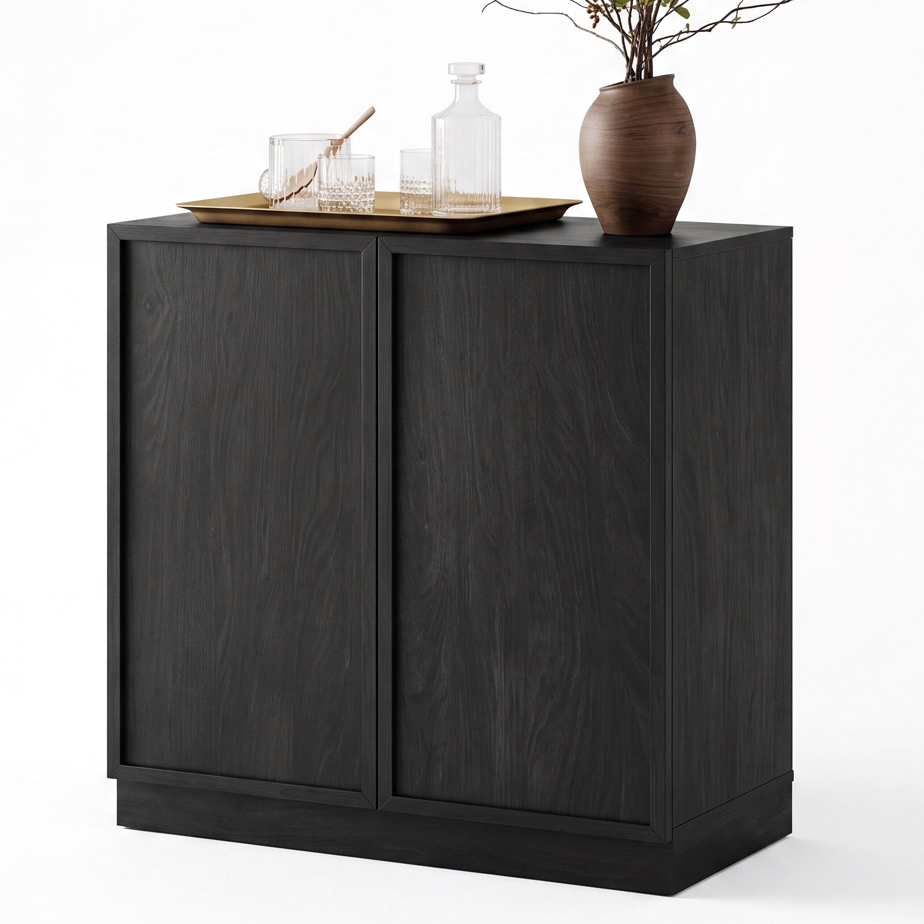 31.5" Modern Sideboard Buffet Cabinet with 2 Doors, Multifunctional Sideboard with Large Storage and Adjustable Shelf, Black