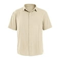 thumbnail image 3 of Remikst Mens Short Sleeve Linen Cotton Cuban Shirt Button Down Beach Shirt,M-3XL, 3 of 5