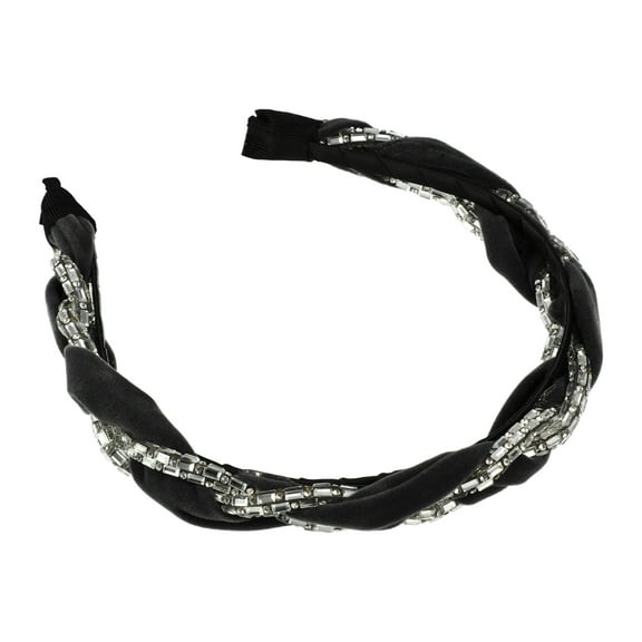 Unique Bargains 1 Pcs Women Knotted Headbands Fashion Vintage Rhinestone Hair Bands Hair Accessories Black