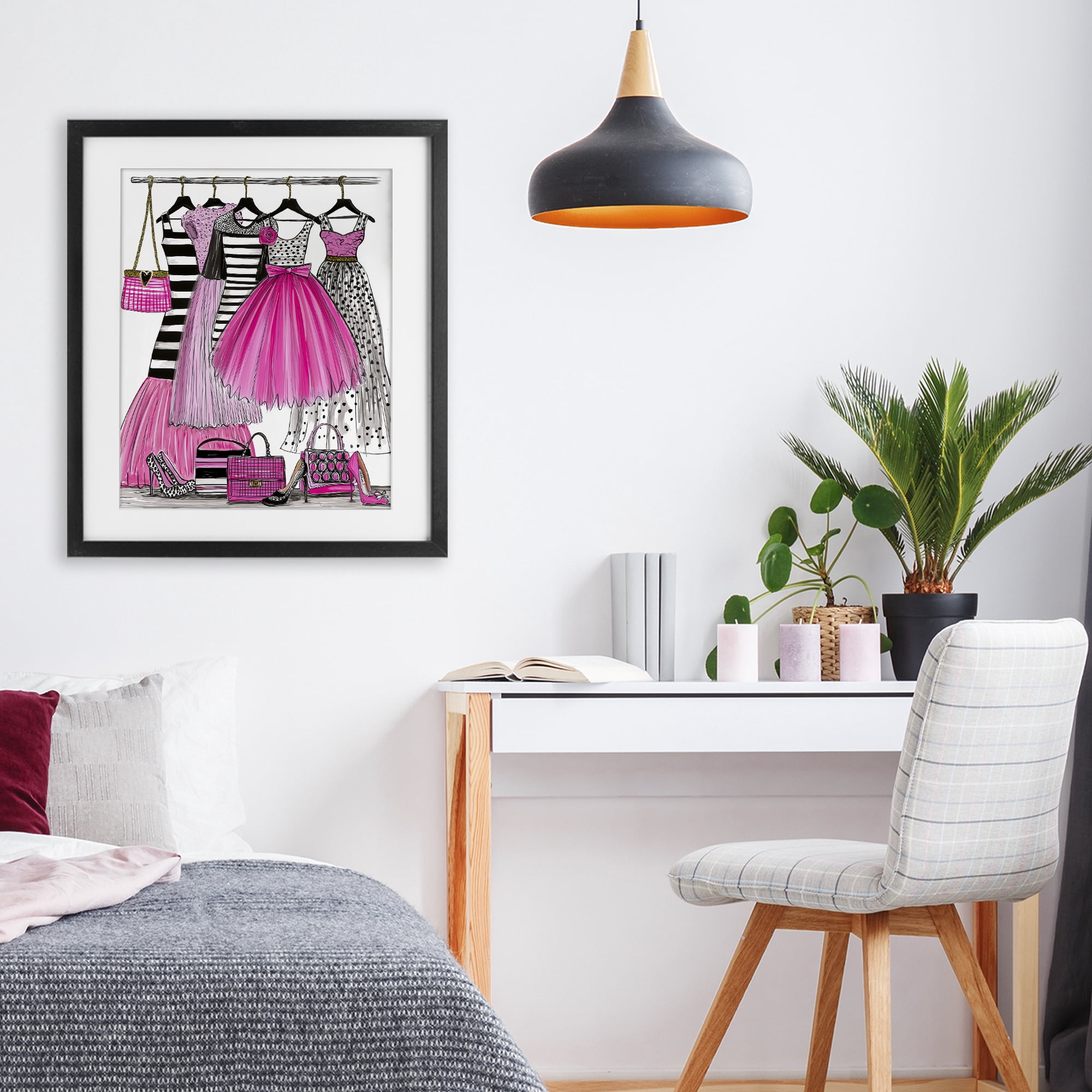 Stupell Industries Chic Pink Tulle Dresses Black Framed Print Under Glass, design by Jess Stempel